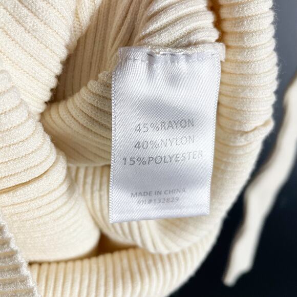 Michael Costello Dani Layered Bra Mini Dress Cream Knit Cutout Long Sleeve Sz XS - Picture 9 of 13